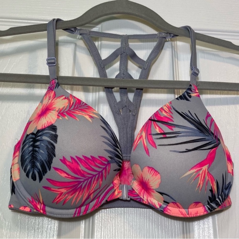 32C 🌸 Victoria’s Secret PINK - Wear Everywhere Push Up Bra, Tropical Pink Gray